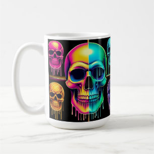 Psykedeliska Neon-Döskallar: En stark digital kons Kaffemugg