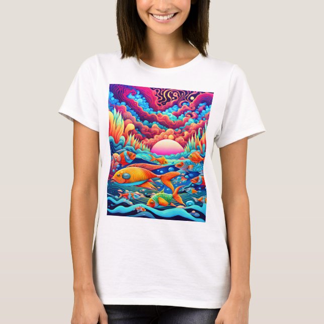 Psykedeliska oceanen t shirt (Framsida)
