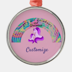Psykedeliska Rainbows och Unicorns Thunder_Cove Julgransprydnad Metall