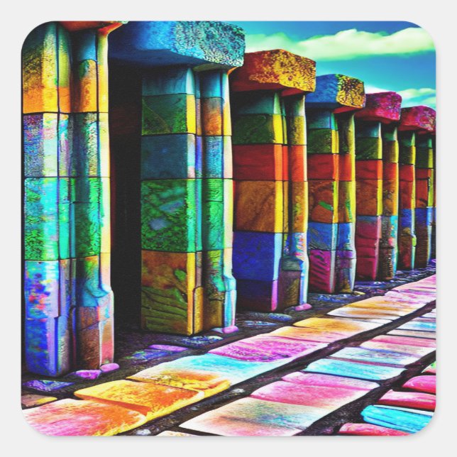 Psykedeliska stenar fyrkantigt klistermärke (Framsida)