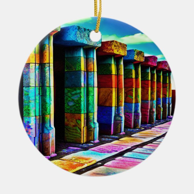 Psykedeliska stenar julgransprydnad keramik (Framsidan)