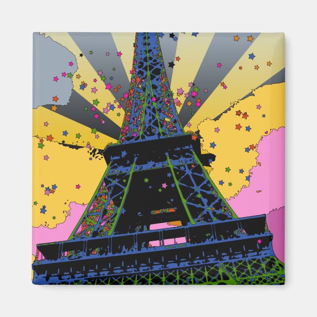 Psykedeliska världen: Eiffel Torn, Paris Frankrike Magnet (Framsidan)