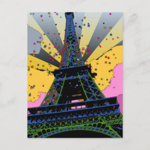 Psykedeliska världen: Eiffel Torn, Paris Frankrike Vykort
