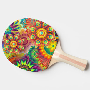 Psykedeliskt Blommönster Pingisracket