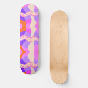 Psykedeliskt Daisy Chain Patchwork - Rosa Lila 2 Mini Skateboard Bräda 18,5 Cm