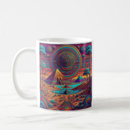 Psykedeliskt egyptiskt liggande kaffemugg