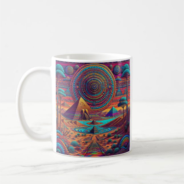 Psykedeliskt egyptiskt liggande kaffemugg (Vänster)