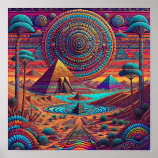 Psykedeliskt egyptiskt liggande poster