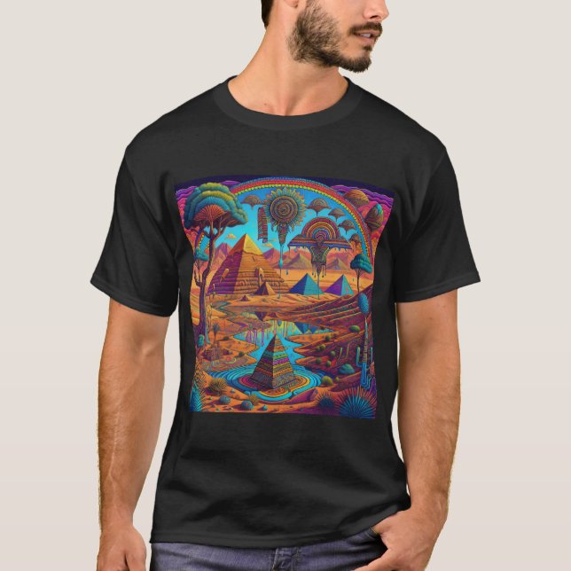 Psykedeliskt egyptiskt liggande t shirt (Framsida)