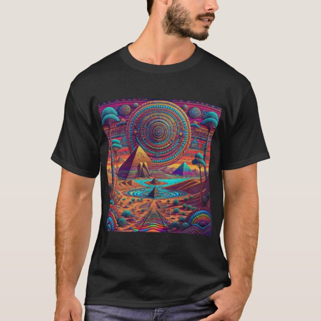 Psykedeliskt egyptiskt liggande t shirt (Framsida)