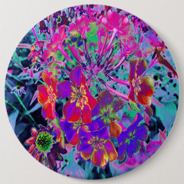 Psykedeliskt färgämne Röd och Lila blommor Knapp