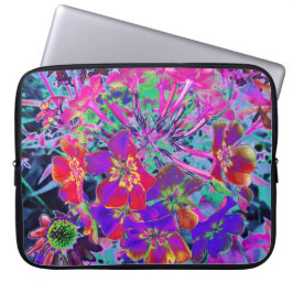 Psykedeliskt färgämne Röd och Lila blommor Laptop Fodral