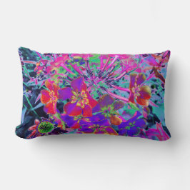Psykedeliskt färgämne Röd och Lila blommor Lumbarkudde