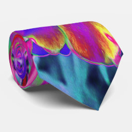 Psykedeliskt färgämne Röd och Lila blommor Slips