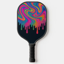 Psykedeliskt glittery Neon Drip Pickleball Paddle