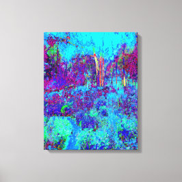 Psykedeliskt, intsionistiskt, blått trädgårdslands canvastryck