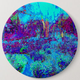 Psykedeliskt, intsionistiskt, blått trädgårdslands knapp