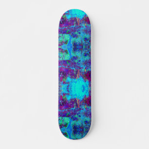 Psykedeliskt, intsionistiskt, blått trädgårdslands mini skateboard bräda 18,5 cm