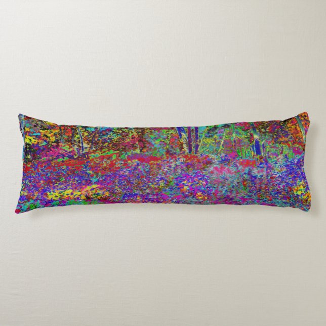 Psykedeliskt krementellt trädgårdslandskap kroppskudde (Framsidan)