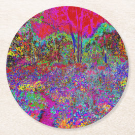 Psykedeliskt krementellt trädgårdslandskap underlägg papper rund