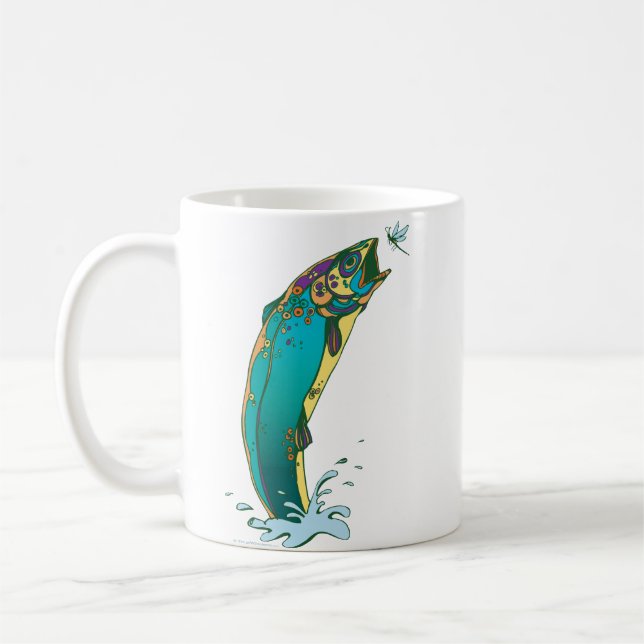 Psykedeliskt regnbågsfiske kaffemugg (Vänster)