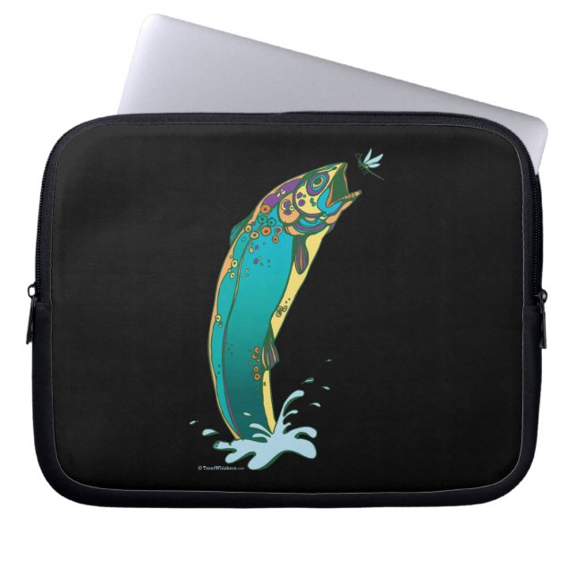 Psykedeliskt regnbågsfiske laptop sleeve (Framsidan)