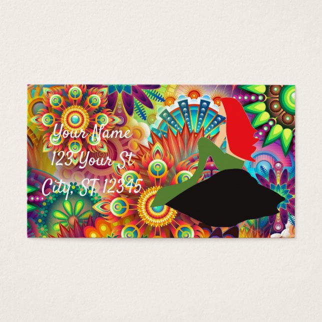 Psykedeliskt Rödhårig Sjöjungfru Sitta Thunder_Cov Visitkort (Framsidan)