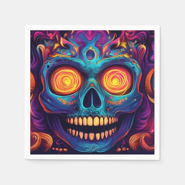 Psykedeliskt socker Skull Art - Day of the dead Pappersservett (Framsidan)