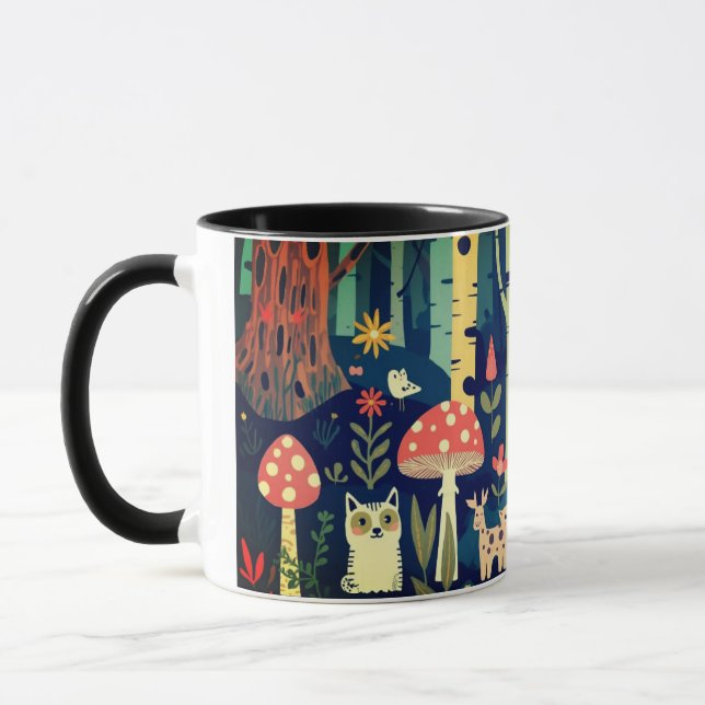 Psykeledisk skogsdesign mugg (Vänster)