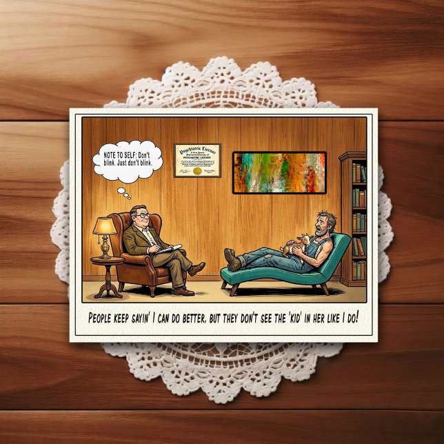 Psykiaterkontor Humor Serieteckning Postkort Vykort (Skapare uppladdad)