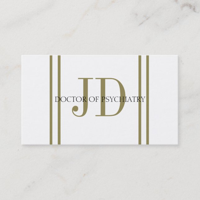 PsykiaterVert guld- rand W/W Visitkort (Framsida)