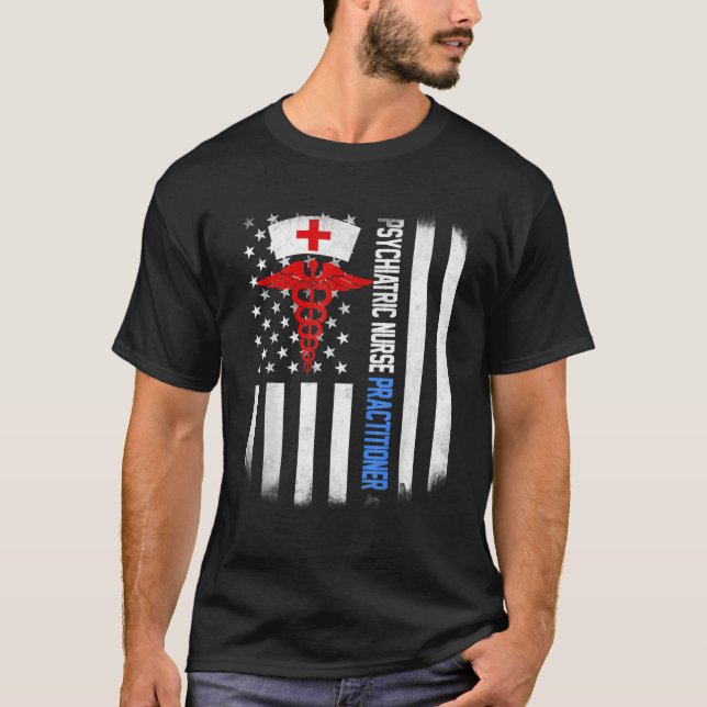 Psykiatrisk sjuksköterska Psych Nursing Ameri T Shirt (Framsida)