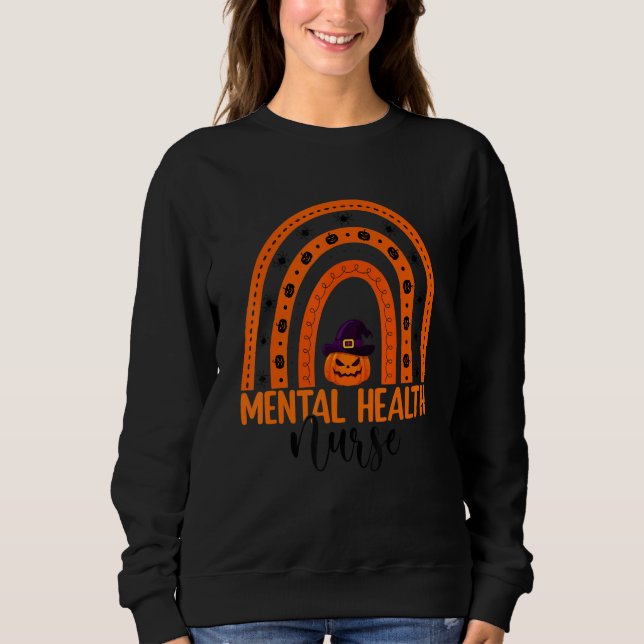 Psykiatrisk Sjuksköterska Regnbåge Halloween Menta T Shirt (Framsida)