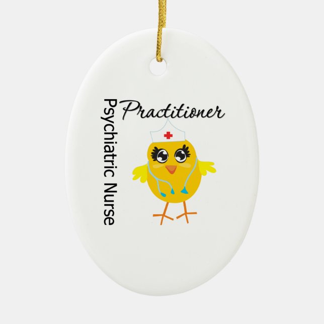 Psykiatrisk sjuksköterskapraktikerchick v1 julgransprydnad keramik (Framsidan)