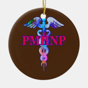 Psykiatriska sjuksköterskepresentant PMHNP Caduce Julgransprydnad Keramik