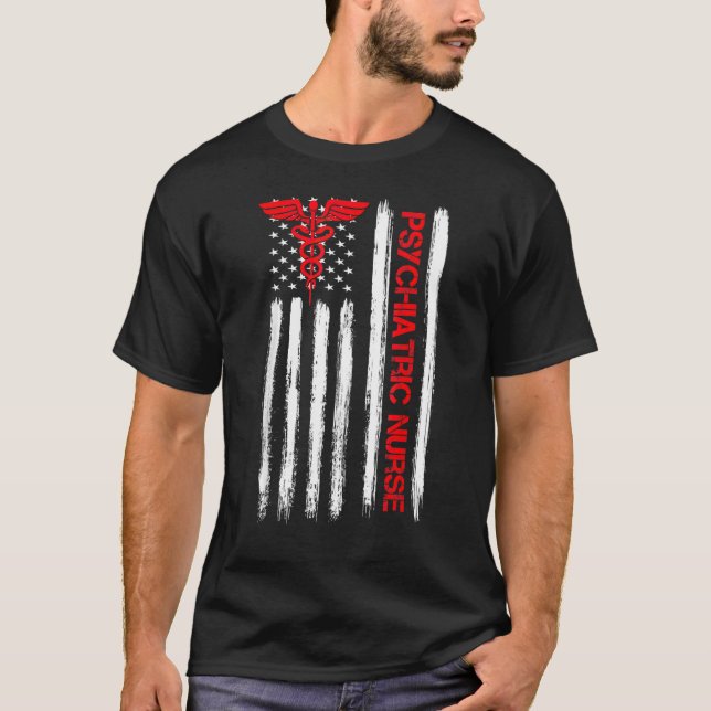 Psykiatriska sjuksköterskor, amerikansk Flagga, Rn T Shirt (Framsida)