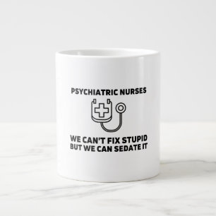 Psykiatriska sjuksköterskor lugnar dum jumbo mugg