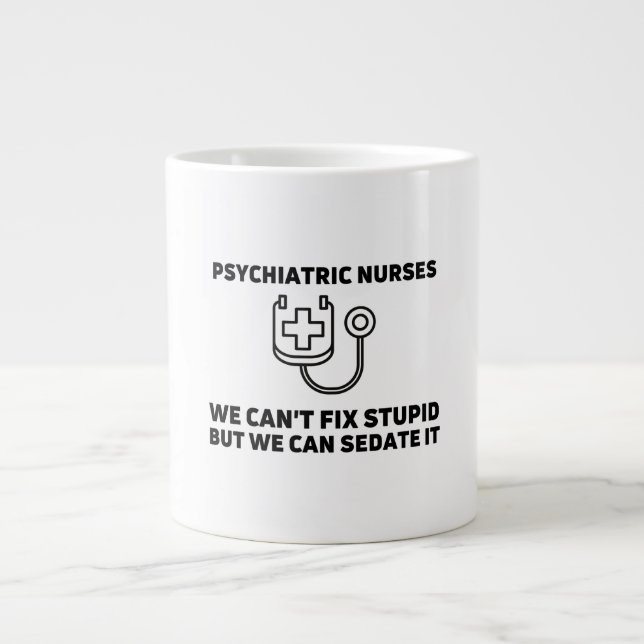 Psykiatriska sjuksköterskor lugnar dum jumbo mugg (Framsidan)