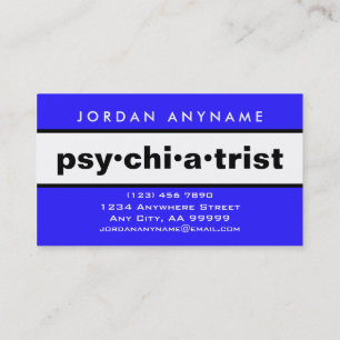 Psykiatrist Bold Blue and White Visitkort