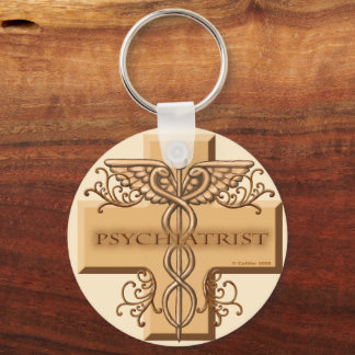 Psykiatrist Caduceus Round Keychain Nyckelring