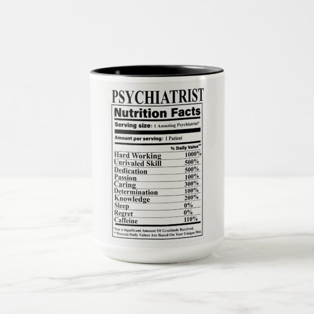 Psykiatrist Nutrition Facts Mugg (Center)
