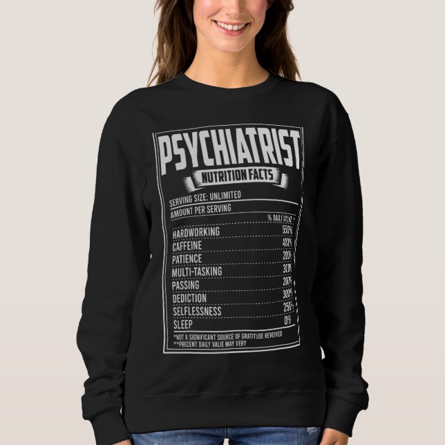 Psykiatrist Nutrition Facts T Shirt (Framsida)