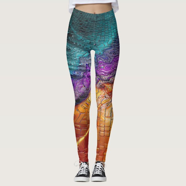 Psykidelisk illusion, färgstark konst leggings (Framsida)
