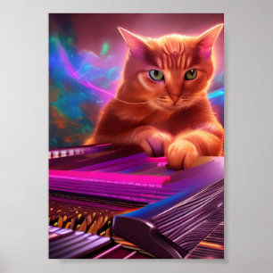 Psykidelisk konst tangentbord/pianokatt poster