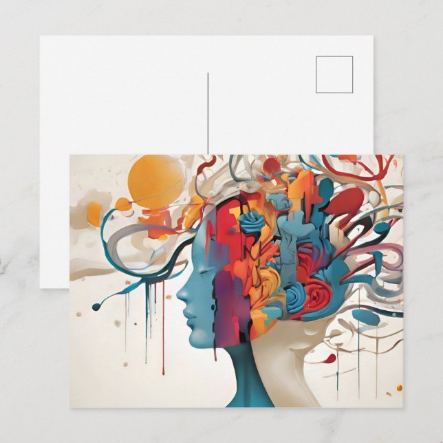 Psykisk abstrakt vykort (Fram/baksida)