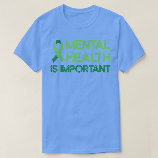 Psykisk Grönt Ribbon Anxiety Mental Health A T Shirt (Design framsida)