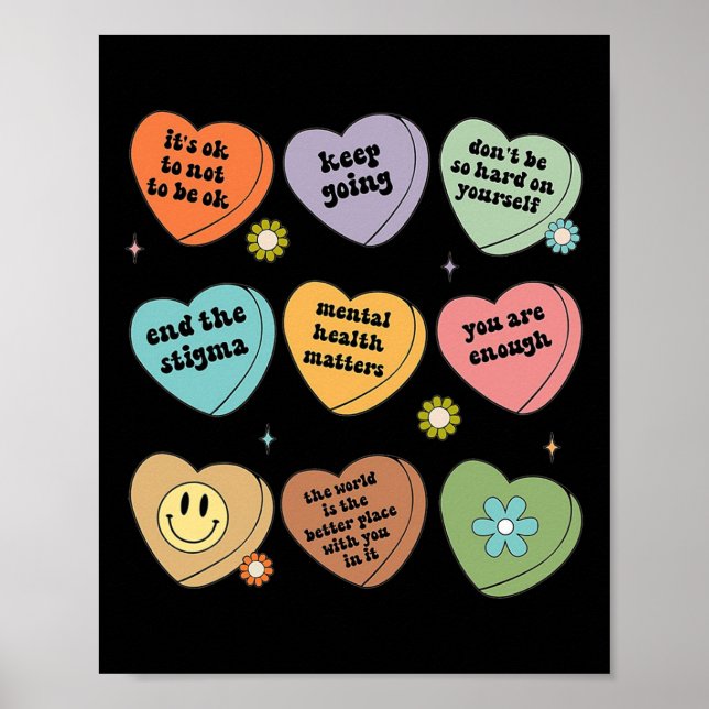 Psykisk hälsa - Blommigt Brain Graphics Health Poster (Framsidan)