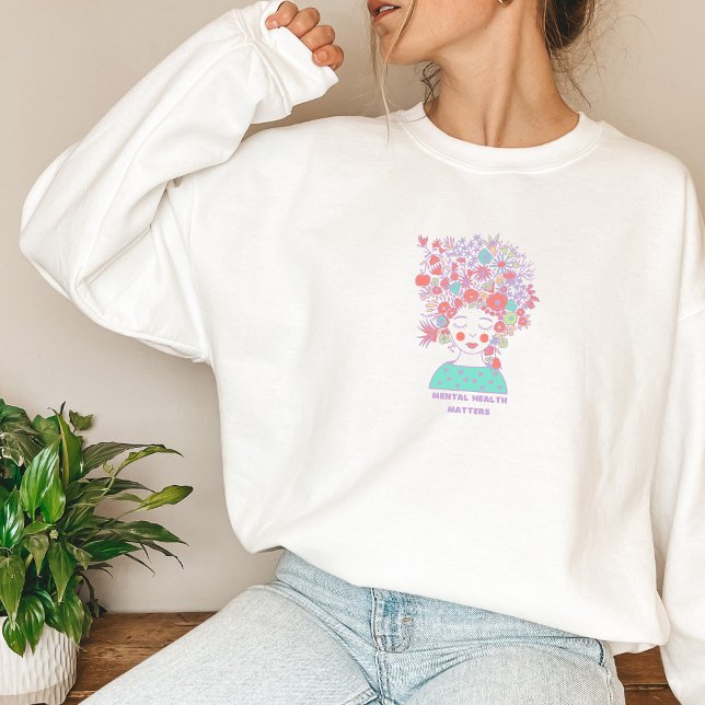 Psykisk hälsa | Blommigt Woman Peach Candy T Shirt (Mental Health Matters Sweatshirt | Floral Woman Peach Candy | Aesthetic Sweater)