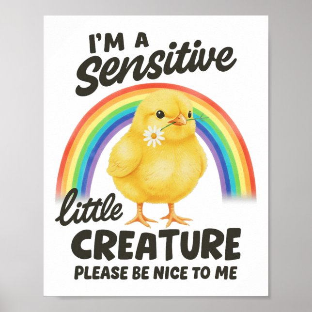 Psykisk hälsa Chick Ångest Jag är en känslig liten Poster (Framsidan)