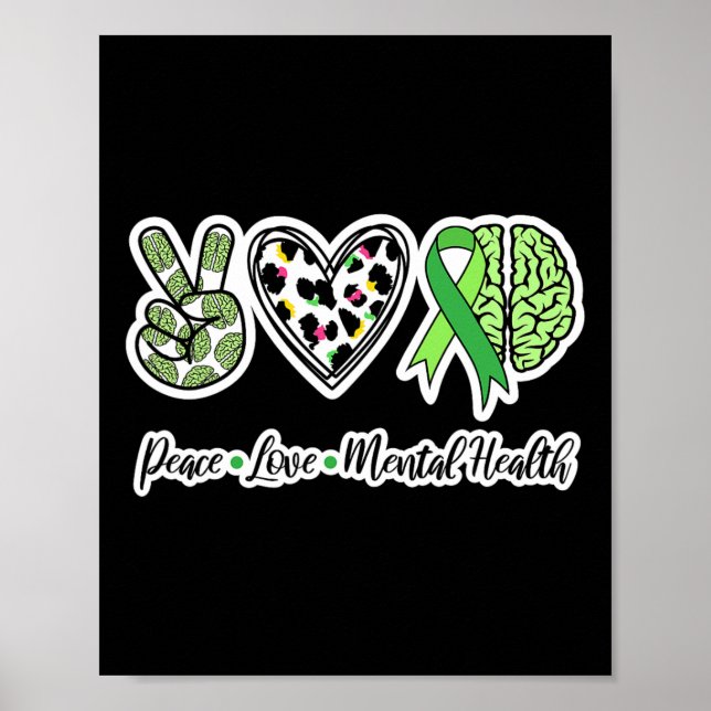 Psykisk hälsa i kärlek Vi Bära Grönt Psykisk hälsa Poster (Framsidan)